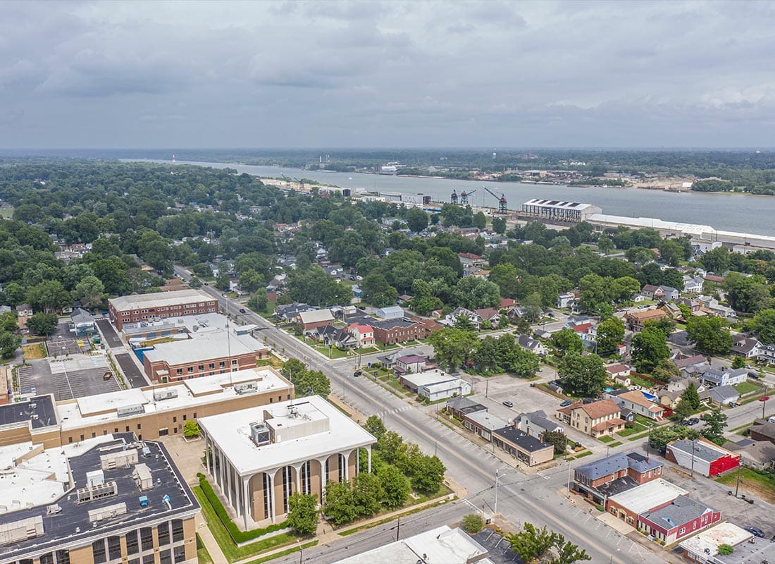 Charlestown, IN - Bird's Eye View of Clark County Across the Ohio River